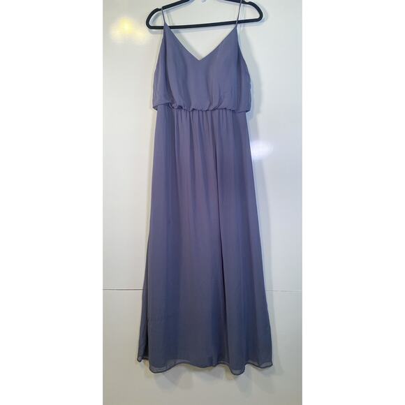 After Six 1505 Chiffon Gown Maxi Bridesmaid Dress in Silverstone - Picture 3 of 6
